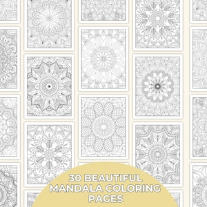 30 Beautiful Mandala Coloring Pages, Printable Mandala Coloring Pages, Adult Coloring Pages, Printable Coloring Sheets, Stress Relief