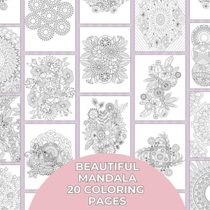 20 Beautiful Mandala Coloring Pages, Printable Floral Mandala Coloring Pages, Printable Coloring Sheets, Stress Relief Coloring, Mandalas