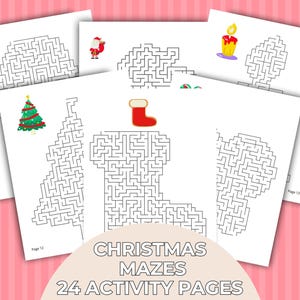 Kinder Weihnachten Labyrinthe Aktivitätsbündel, Weihnachtslabyrinthe für Kinder, druckbare Labyrinthe Blätter, Weihnachtsaktivitäten Bündel, Feiertagsseiten