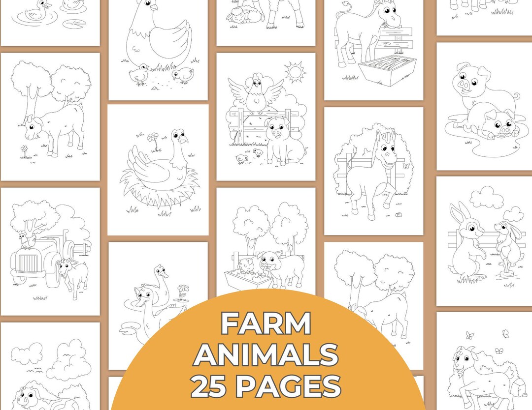 25 Farm Animals Coloring Pages, Animals Coloring Book, Printable Farm ...