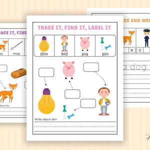 Phonics CVC Words Printable Worksheets for Kindergarten, CVC Word ...