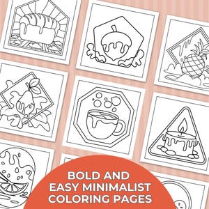 Bold and Easy Minimalist Coloring Pages, Easy Coloring Pages for Kids, Fun Relaxing Art for Adults, Stress Relief Coloring Book, Diggital