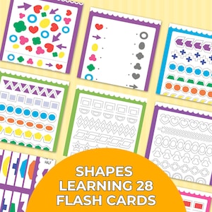 Kleurrijke vormen leren Flashcards, Montessorivormen Flashcard, Afdrukbare voorschoolse activiteiten, Montessorimaterialen peuter, Digitaal