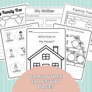 Cut&Paste Family Tree Activity Book, Scissor Skills Printable, Cut And Paste Worksheets, Toddler Cutting Practice, Montessori Material