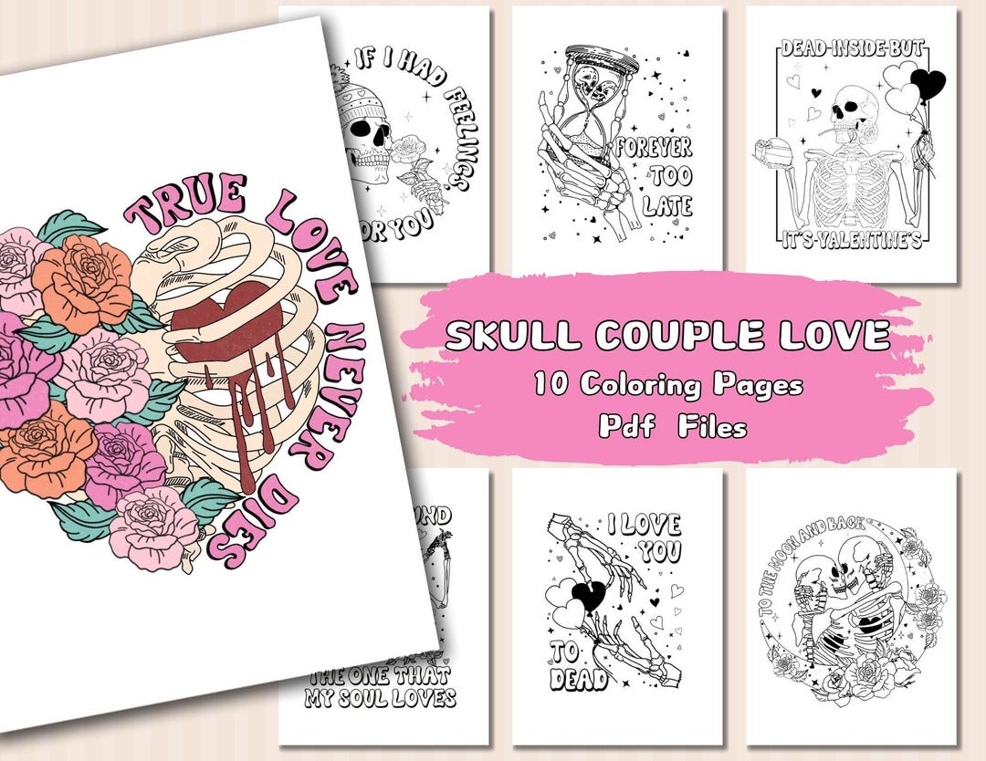 10 Skull Couple Love Coloring Pages, Skeleton Coloring Page, St ...