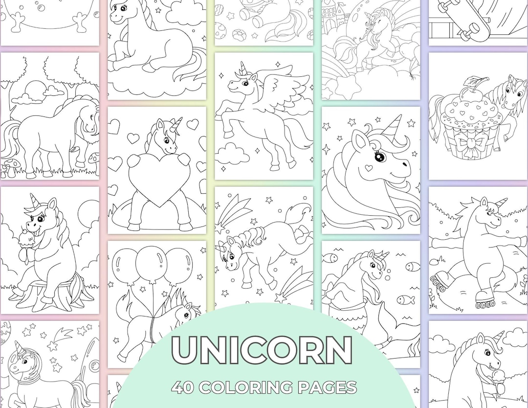 Unicorn Coloring Book for Kids, Printable Unicorn Coloring Pages, Kids ...