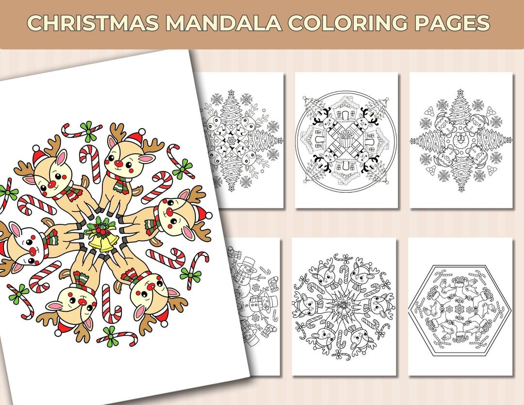 Mandalas de Noël à colorier, Coloriages de Noël kawaii, Coloriages d