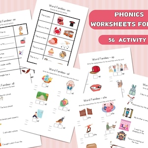 Phonics Worksheet For Kids, Phonics Kindergarten Practice, Printable CVC Words Sheets, Montessori Reading Practice, Homeschool Montessori