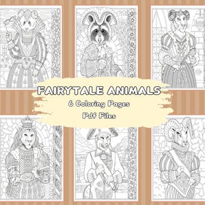 Fairytale Animals Coloring Book, Grayscale Printable Animals Coloring Pages for Adults Kids, Fantasy Animals Coloring PDF, Digital Download