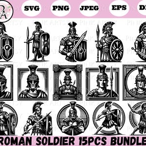 roman soldier bundle svg png jpeg dxf eps roman soldier of roman empire soldier clipart soldier cricut file or laser cut file roman soldier