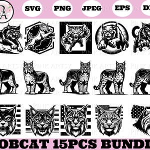 paquete de lince rojo svg png lince rojo de pie clipart gato salvaje svg lince enojado lince cortado con láser archivo de cricut lince silueta de lince lince vector svg png