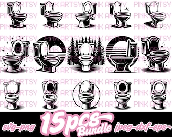 Toilet Bowl SVG Bundle, Lavatory Logo, Bathroom Clipart (Digital Download)