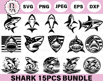 Shark SVG Clipart Bundle: USA Patriotic Design (Digital Download)