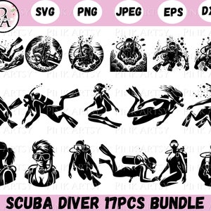 scuba diver svg png jpeg dxf eps scuba diving bundle scuba diver underwater female scuba diver clipart scuba diver silhouette vector art svg