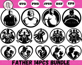 Father's Day SVG PNG Clipart Bundle: Super Dad Designs (Digital Download)