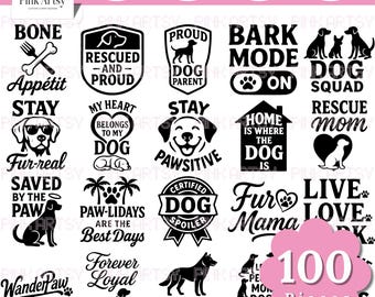 Dog Lover SVG Mega Bundle | Animal Funny Quotes, Pet Mom & Dad Clipart (Digital Download)