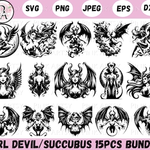 girl devil svg png jpeg dxf eps succubus mythical creature clipart she devil succubus instant download for commercial use halloween succubus