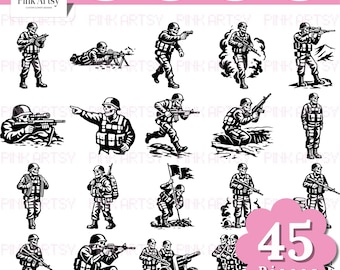 Skeleton Soldier SVG Bundle | Military Warrior Clipart, Army Png Dxf Eps (Digital Download)