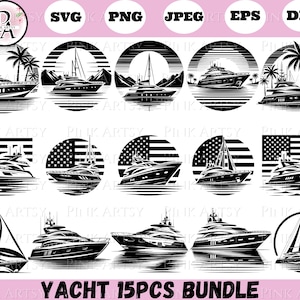 yacht bundle svg png jpeg dxf eps yacht boat clipart cricut or laser cut file yacht for cutting machine yacht boat scene yacht vector art