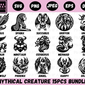 Mythical Creature Bundle, Pegasus, Sphinx, Succubus, Griffon, Unicorn