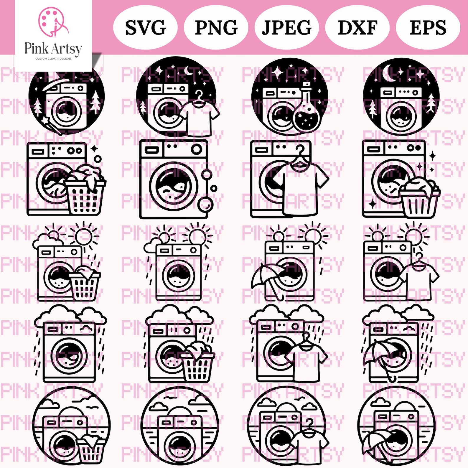Washing Machine SVG Bundle : Laundry Vector Art (svg, Png, Jpeg, Dxf ...