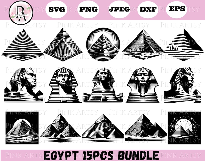 Egypt Pyramid & Pharaoh SVG Bundle (svg, Png, Eps, Dxf) Clipart for ...