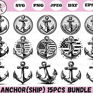 Ship Anchor SVG Bundle: Nautical Clipart, Cricut Ready (Digital Download)