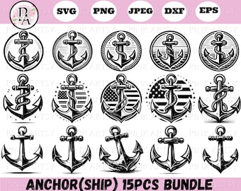 Ship Anchor SVG Bundle: Nautical Clipart, Cricut Ready (Digital Download)
