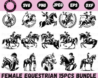 Equestrian SVG Bundle: Horseback Riding Clipart (Digital Download)