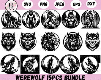Werewolf SVG Bundle, Mythical Creature Clipart (Digital Download)