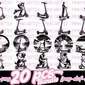 Scooter Clipart Bundle: Animal & Bigfoot Designs (Digital Download)