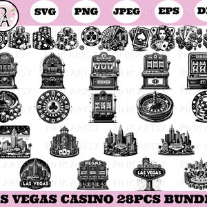 las vegas casino bundle svg png casino svg slot machine fiches da casinò carte da gioco las vegas nevada clipart cricut file tagliato al laser casino svg