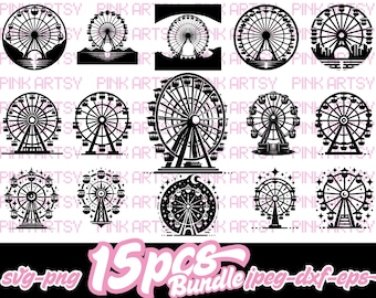 Ferris Wheel SVG Bundle: Amusement Park Clipart (Digital Download)