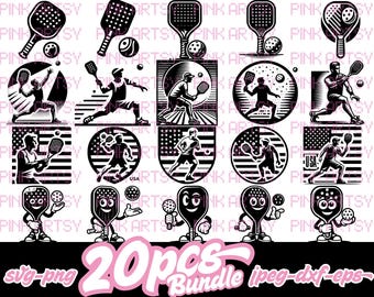 Pickleball Sport SVG Bundle - Ball and Racket Clipart (svg, png, jpeg, dxf, eps)