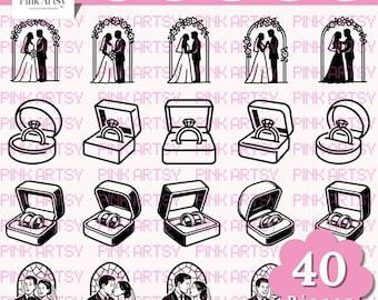 Pacchetto SVG per matrimoni: file tagliati al laser per Cricut (download digitale)