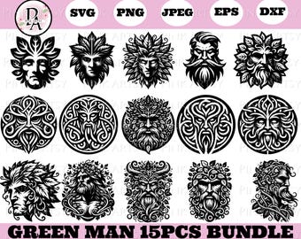 Green Man SVG Bundle, Celtic Medieval Design Clipart (Digital Download)