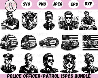 Police Officer SVG Bundle: Patrol Car Clipart (Digital Download)