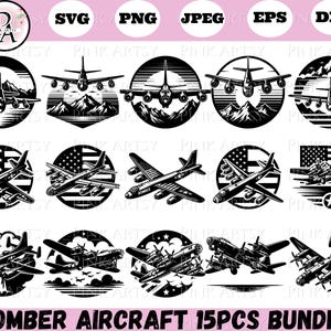 Bomber Aircraft Vector Bundle: Military Airplane Designs (Digital Download)