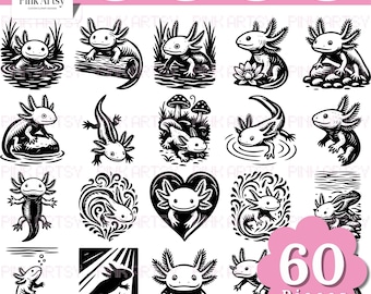 Kawaii Axolotl SVG Bundle | Cricut & Silhouette Clipart (Digitaler Download)