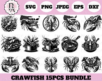 Kräftor Koka SVG Bundle: 15 vektor clipartdesigner (digital nedladdning)