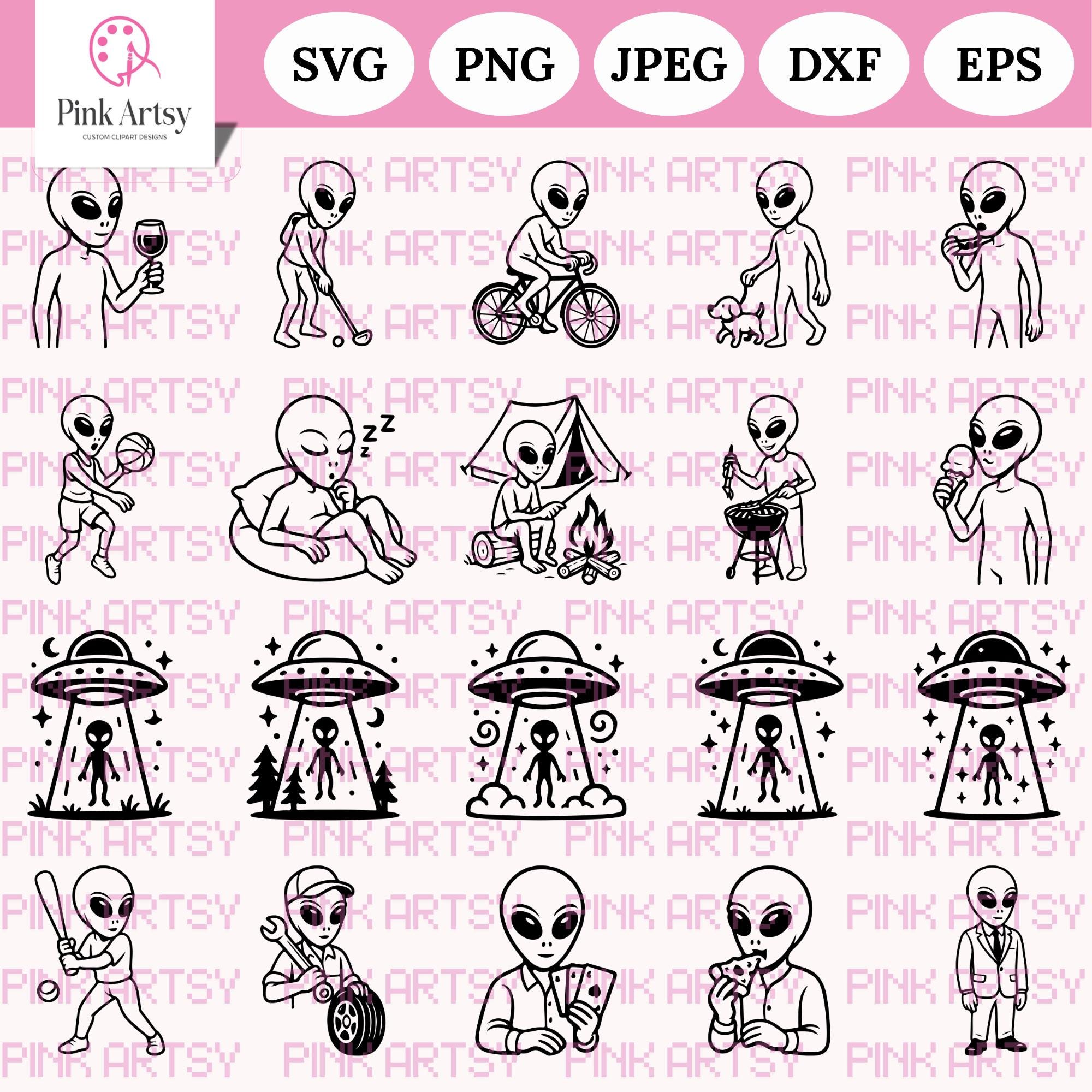 Alien SVG Bundle - Extraterrestrials Clipart– Svg, Png, Eps, Jpeg, Dxf ...