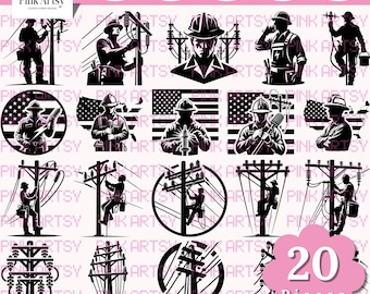 Lineman SVG PNG Bundle: 20 Designs, Cricut Silhouette Cut Files (Digital Download