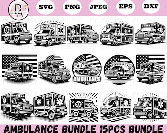 Ambulance Vector Art Bundle (SVG, PNG, JPEG)