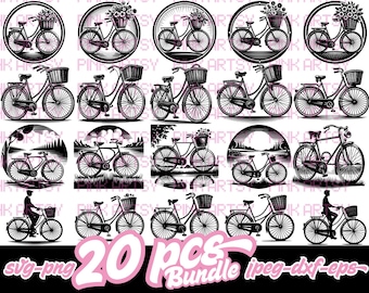 Vintage cykel SVG-paket - Cykel Clipart (svg, png, jpeg, dxf, eps)