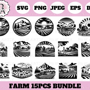 Bauernhof Landschaft Bundle svg png jpeg Bauernhof Szene Sonnenuntergang Bauernhof Cricut Bauernhof Clipart Bauernhof Laser-Schnitt Bauernhofszene Bauernhof Landschaft svg