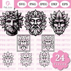 Green Man Bundle - svg png dxf eps jpeg -cricut laser sublimation vinyl wood laser engraving cutting machine foliate head green man clipart