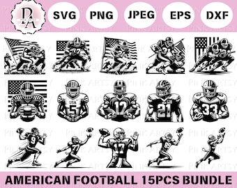 American Football SVG PNG Bundle: USA Team Clipart (Digital Download)