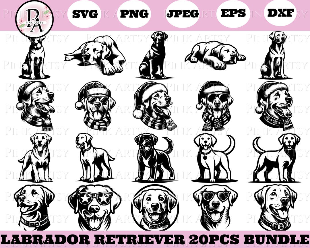 Labrador Retriever Clipart Bundle: Christmas Dog SVG PNG (digital ...