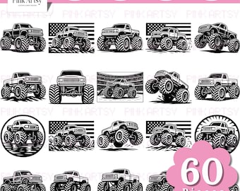Monstertruck SVG Bundle | Geländewagen Clipart (digitales Produkt)