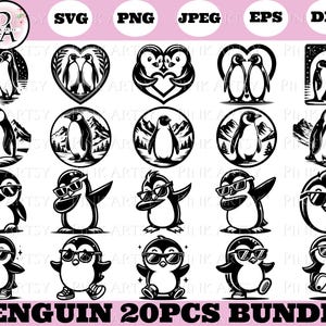 ペンギン バンドル svg png カップル ペンギン ヒップホップ ペンギン かわいいペンギン 雪ペンギン クリカットおよびレーザーカット ファイル用クリップアート ペンギン シャツ デザイン